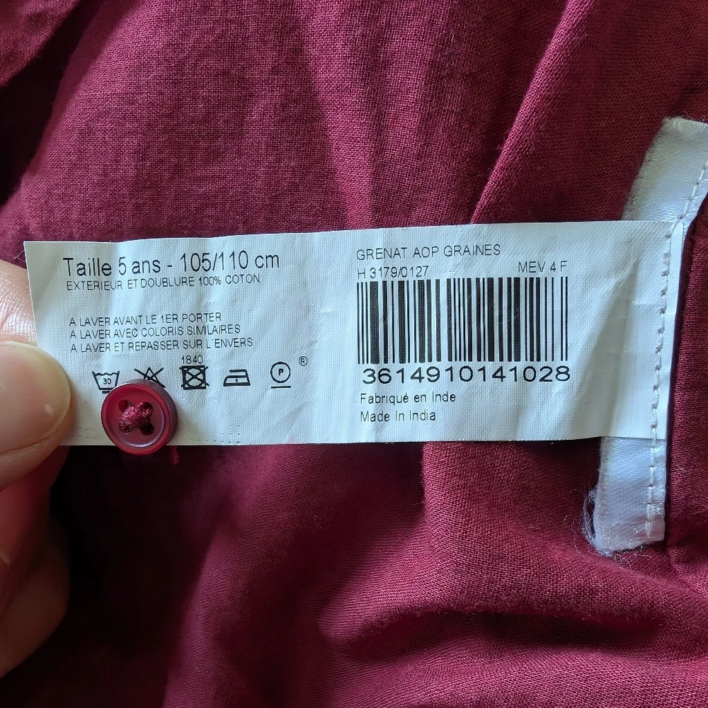 Monoprix Flannel Ruffle Dress In Maroon - Picture 8 of 9